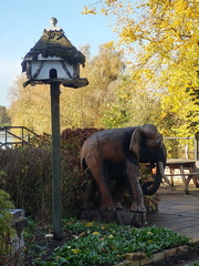 Bird house and elephant